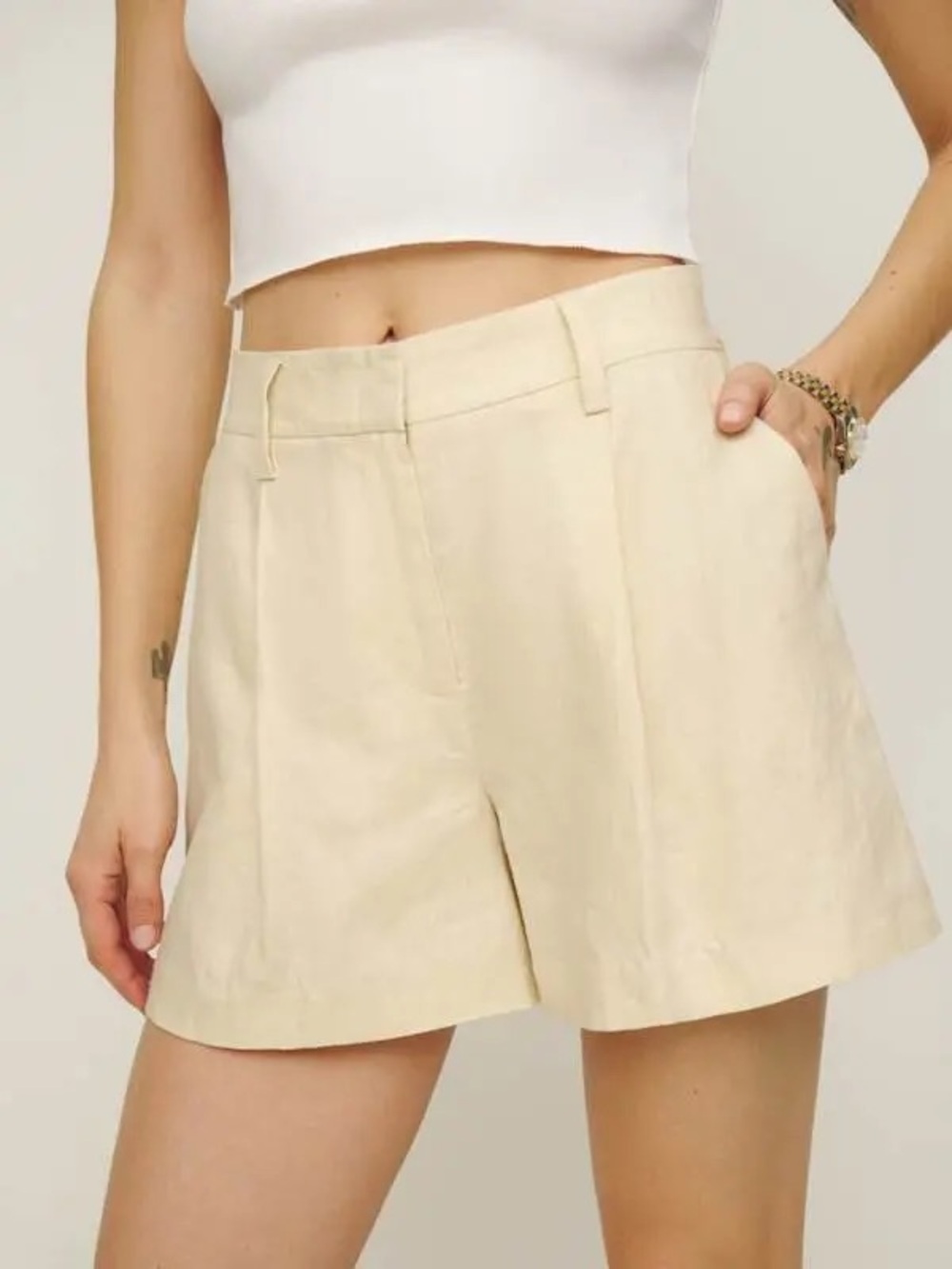 Reformation Alex Linen Short Sugar